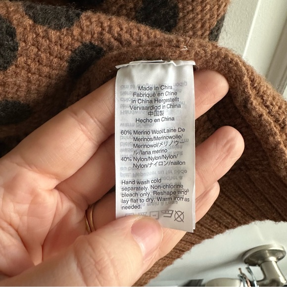 Madewell Polka Dot Crewneck Sweater Dress in Brown and Black Wool Blend - Picture 6 of 6